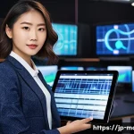 미디어기술사 자격 취득 과정 - **Prompt:** A confident female media engineer in her late 20s, standing in a modern broadcast studio...