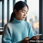 미디어기술사와 공공 미디어 시스템 - **Prompt 1: Navigating the Digital Information Sea**
    "A young Japanese woman, aged 20-25, dresse...