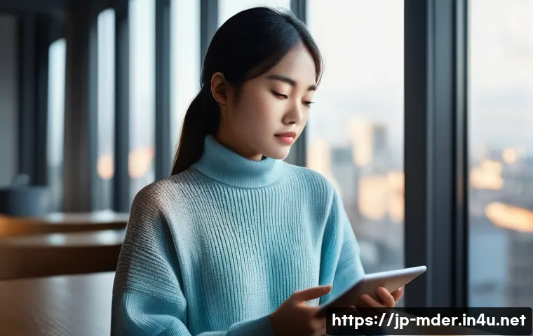 미디어기술사와 공공 미디어 시스템 - **Prompt 1: Navigating the Digital Information Sea**
    "A young Japanese woman, aged 20-25, dresse...