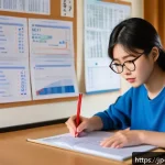 미디어기술사 실기 과목별 학습법 - A modern Japanese study room scene featuring a young Japanese student with neat black hair wearing c...