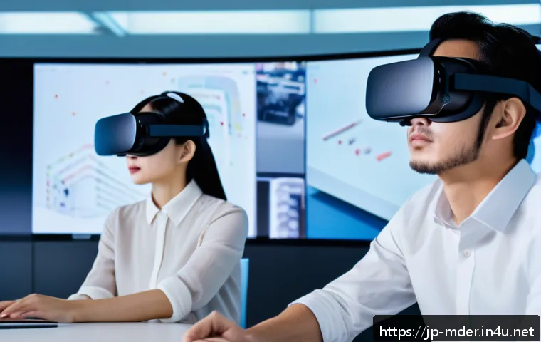 미디어기술사와 관련된 필수 기술 - A modern creative workspace featuring a diverse team of Japanese media technology professionals coll...