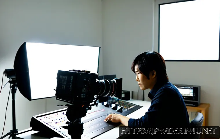 미디어기술사 취득 후 창업 사례 - Photorealistic Japanese media technology entrepreneur in a modern compact studio, confidently review...